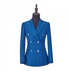 蓝色条纹西服套装女2022早秋新款时尚职业工作服女西服气质女神范高端大牌定制