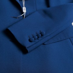 深湖蓝色乱麻女士知性纯色职业西装套装女2022秋装新款时尚工作服西服外套