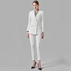 白色2022新款春秋季西装外套女两件套套装小个子时尚西服工作服潮