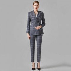 西装套装女2022早秋新款时尚灰格子职业工作服女西服气质女神范高端大牌