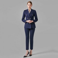 职业西服套装藏青色女2022春秋新款时尚女西装两件套OL气质正装工作服