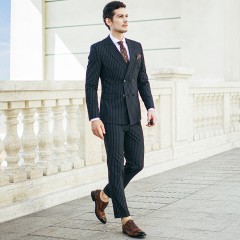 黑色西服套装男士修身商务正装上班西装职业伴郎服新郎结婚礼服三件套秋