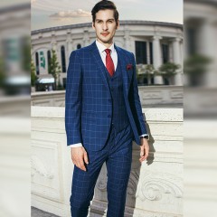 西服套装男士休闲商务正装修身结婚礼服格子西装男英伦
