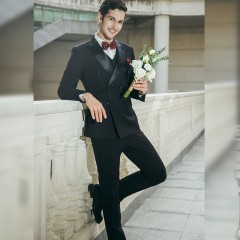 新郎结婚礼服男士西服套装婚礼高级感黑色正装高端男西装