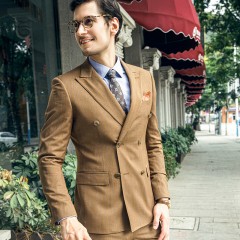 男士高端条纹西装套装销售酒店经理公务员职业商务正装工作服伴郎新郎服