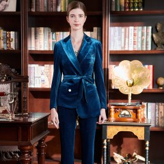 丝绒系带西装套装女2022秋冬新款职业装女修身气质女神范儿韩版外套