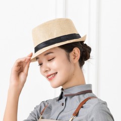 时尚服务员工作帽子女百搭英伦风礼帽酒店奶茶饭店餐厅遮阳草帽女