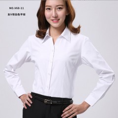 春秋季男女同款长袖衬衫商务职业纯白蓝色衬衣免烫企业工装绣LOGO