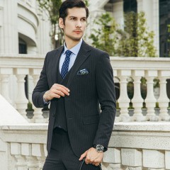 灰色西服套装男士修身商务正装上班西装职业伴郎服新郎结婚礼服
