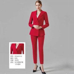 红色西装套装女高端西服九分裤职业装气质正装珠宝工作服时尚销售工作装潮