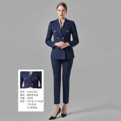 职业西服套装藏青色女2022春秋新款时尚女西装两件套OL气质正装工作服