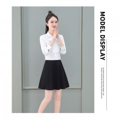 春夏女短裙时尚黑色百褶裙配衬衫A字裙