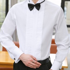 2022新款燕尾服立领结婚礼服衬衫男白法式袖扣衬衫 男士长袖衬衫