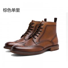 816301H升级款拉链男士布洛克雕花商务英伦风男鞋皮靴男马丁靴