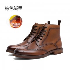 816301H升级款拉链男士布洛克雕花商务英伦风男鞋皮靴男马丁靴