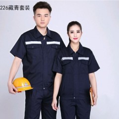 夏季长袖涤棉工作服两件套装男焊工电焊劳保服透气短袖工程服套装