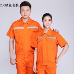 夏季长袖涤棉工作服两件套装男焊工电焊劳保服透气短袖工程服套装