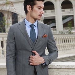 秋季中年男士西装外套浅绿色商务休闲职业装西服