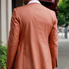 砖红色西装男韩版修身男士西服套装英伦正装新郎结婚礼服