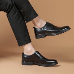 2022春季新款男士休闲皮鞋男真皮商务头层牛皮男鞋透气男皮鞋黑色